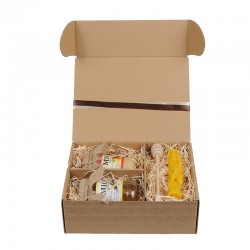 L042 Zestaw prezentowy miodów z woskową świecą w pudełku